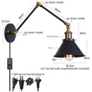 Industrial brass wall sconce with pull chain switch – bedroom lamp