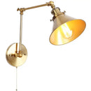 Industrial brass wall sconce with pull chain switch – bedroom lamp