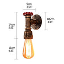 Industrial bronze & black water pipe wall lamp bedroom sconce