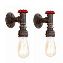 Industrial bronze & black water pipe wall lamp bedroom sconce