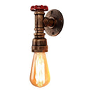 Industrial bronze & black water pipe wall lamp bedroom sconce