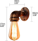 Industrial bronze & black water pipe wall lamp bedroom sconce