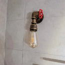 Industrial bronze & black water pipe wall lamp bedroom sconce
