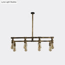 Industrial bronze island lamp – kitchen brass pipe chandelier