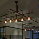 Industrial bronze pipe island light dining room five bulb pendant