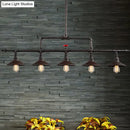 Industrial bronze pipe island light dining room five bulb pendant