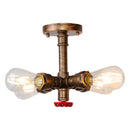 Industrial bronze water pipe ceiling light fixture living room