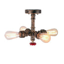 Industrial bronze water pipe ceiling light fixture living room