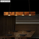 Industrial brown rectangular wooden island ceiling light kitchen