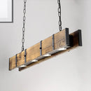 Industrial brown rectangular wooden island ceiling light kitchen