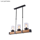 Industrial brown wood island lighting clear glass dining room light