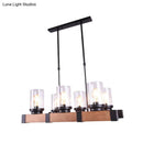 Industrial brown wood island lighting clear glass dining room light