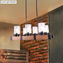 Industrial brown wood island lighting clear glass dining room light