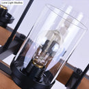 Industrial brown wood island lighting clear glass dining room light