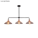 Industrial cage flared black and brass pendant light dining room