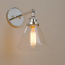 Industrial chrome glass shade wall sconce – bedroom light fixture