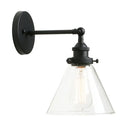 Industrial chrome glass shade wall sconce – bedroom light fixture