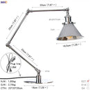 Industrial chrome led table lamp bedroom adjustable desk light