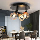 Industrial copper diamond cage chandelier kitchen pendant light