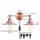 Industrial copper dual head led wall light bedroom sconce