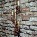 Industrial copper iron pipe wall sconce living room triple edison lamp
