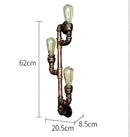 Industrial copper iron pipe wall sconce living room triple edison lamp