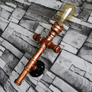 Industrial copper iron pipe wall sconce living room triple edison lamp