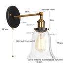 Industrial copper wall light with clear glass shade bedroom sconce