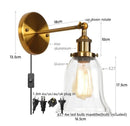 Industrial copper wall light with clear glass shade bedroom sconce