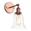 Industrial copper wall light with clear glass shade bedroom sconce