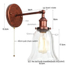 Industrial copper wall light with clear glass shade bedroom sconce