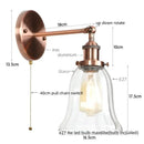 Industrial copper wall light with clear glass shade bedroom sconce
