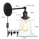 Industrial copper wall light with clear glass shade bedroom sconce
