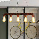Industrial copper water pipe chandelier light fixture dining room