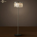 Industrial crystal led floor lamp black chrome living room light