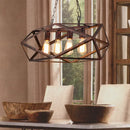Industrial dark bronze wrought iron geometric island light dining room