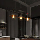 DecorBites™ Rustic Cone Island Pendant Light with Wire Frame, Pipe and 3 Bulbs - Dark Rust Iron Hanging Island Light