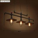 Industrial dark rust cone island pendant light kitchen pipe fixture