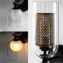 Industrial double head iron net wall lamp bedroom glass sconce
