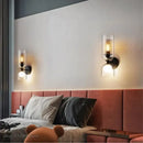 Industrial double head iron net wall lamp bedroom glass sconce