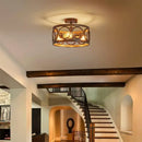Industrial farmhouse chandelier wood & black metal dining room light