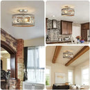 Industrial farmhouse chandelier wood & black metal dining room light