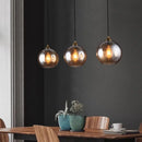 Industrial glass pendant light 3 spheres brass kitchen dining room