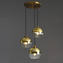 Industrial glass pendant light 3 spheres brass kitchen dining room