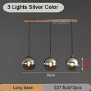 Industrial glass pendant light 3 spheres brass kitchen dining room