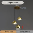 Industrial glass pendant light 3 spheres brass kitchen dining room