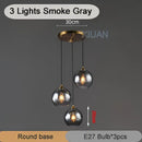 Industrial glass pendant light 3 spheres brass kitchen dining room