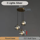Industrial glass pendant light 3 spheres brass kitchen dining room
