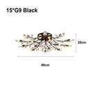 Industrial gold crystal leaf led ceiling light living room