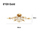 Industrial gold crystal leaf led ceiling light living room